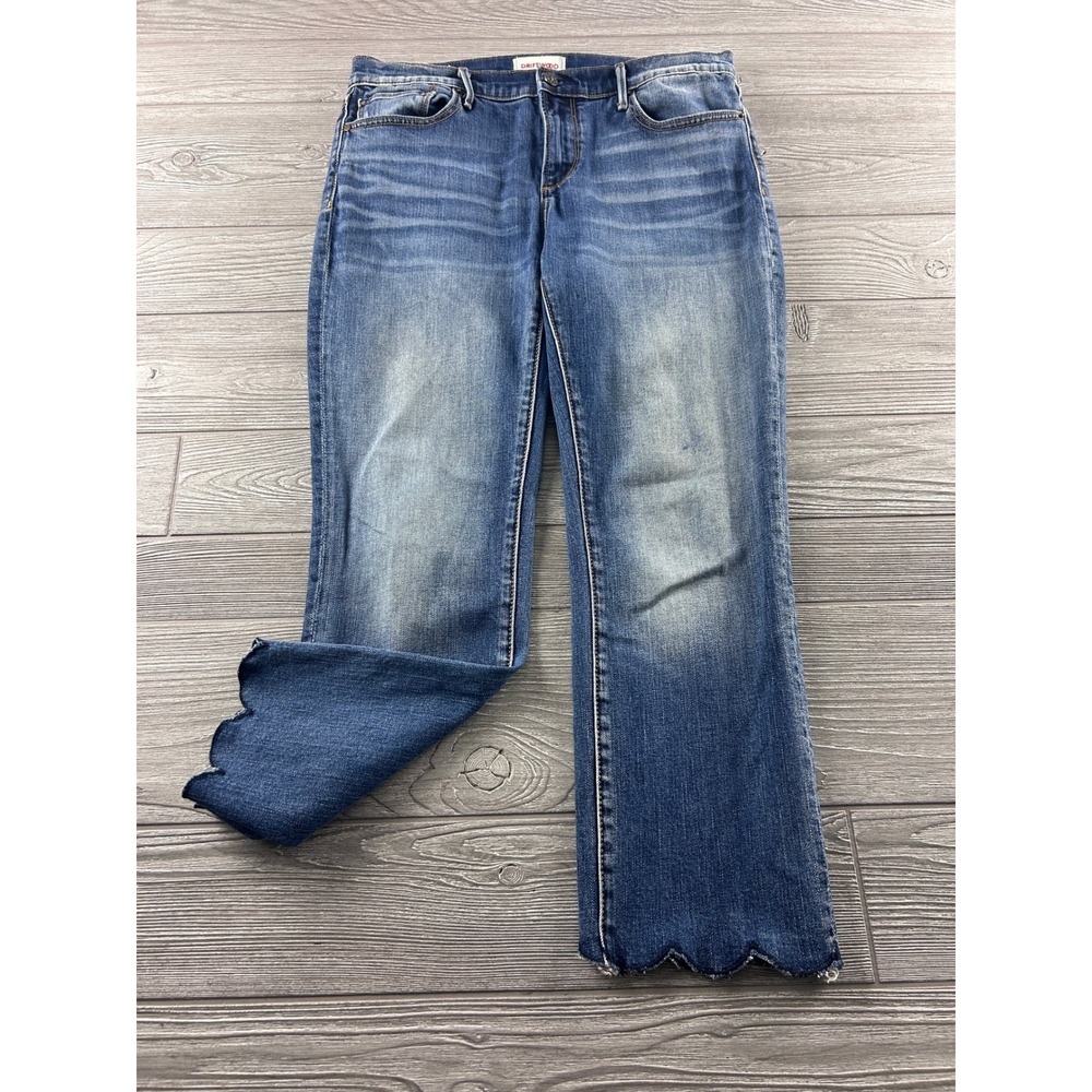 Driftwood Candace Scalloped Hem Cropped Flare Jeans Medium Wash Size 30